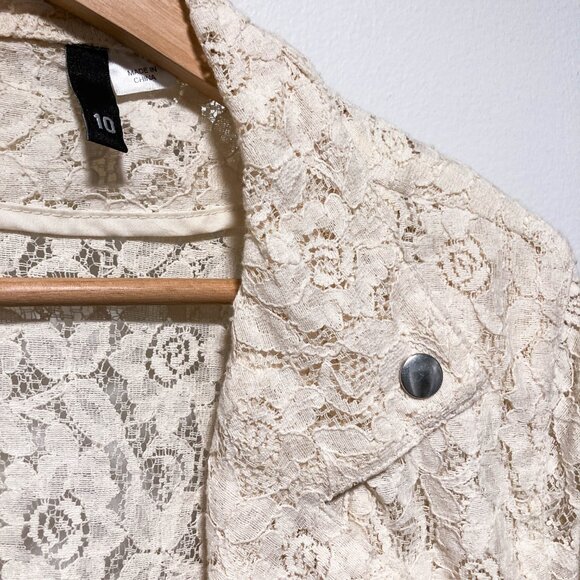 Cream Lace Biker Moto Jacket - Picture 5 of 16